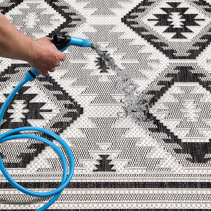 Keen Home Design Outdoor Rug - 8x10 Washable Indoor/Outdoor Rug for Patio, Balcony, Kitchen, Garden, Beach, Deck and Porch. Size: 7'9" x 10'2"