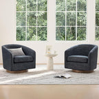 CHITA Swivel Accent Chair, FSC Certified Upholstered Fabric Barrel Chair for Living Room, Fully Assembled, Midnight