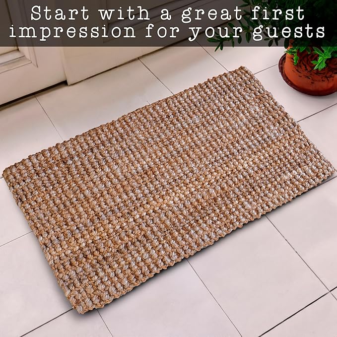 Jute Doormat 30x17 Inch, Jute Entryway Rug, Braided Doormat, Natural Woven Welcome Mat