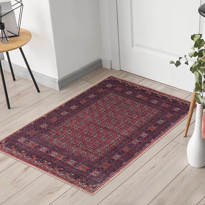 Keen Home Design 2x3 Rug - Machine Washable Entry Rug with Non-Slip Backing, Ideal for Enteryway, Kitchen, Bathroom, Laundry Room - Vintage, Easy Clean, Durable, Low Pile Rug - (2' x 3')