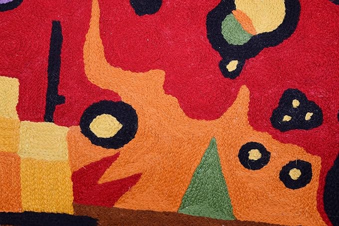 Lumbar Kandinsky Red Pillow Cover | Heavy Red Space Modern Throw Pillows Chair Cushion | Red Contemporary Pillow | Red Farmhouse Pillows | Modern Couch Pillow | Handmade Wool Size 14x20