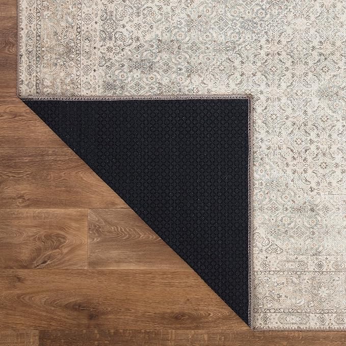 Keen Home Design 10x14 Rug - Machine Washable Area Rug with Non-Slip Backing, Ideal for Living Room, Dining Room, Bedroom - Vintage, Easy Clean, Durable, Low Pile Rug - (9'7" x 14')