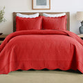 MarCielo 3-Piece Christmas Quilt 100% Cotton Oversized Bedspread Lightweight Coverlet Embroidery Christmas Tree Pattern Bedding Set (TC Red, Oversized Queen (100"x106"))