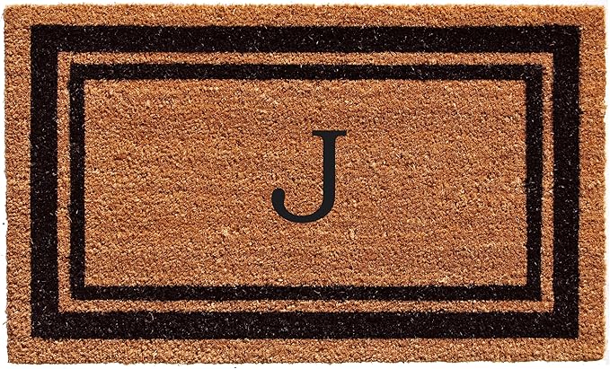 Calloway Mills 152963672J Black Border 36" x 72" Monogram Doormat Letter (J)