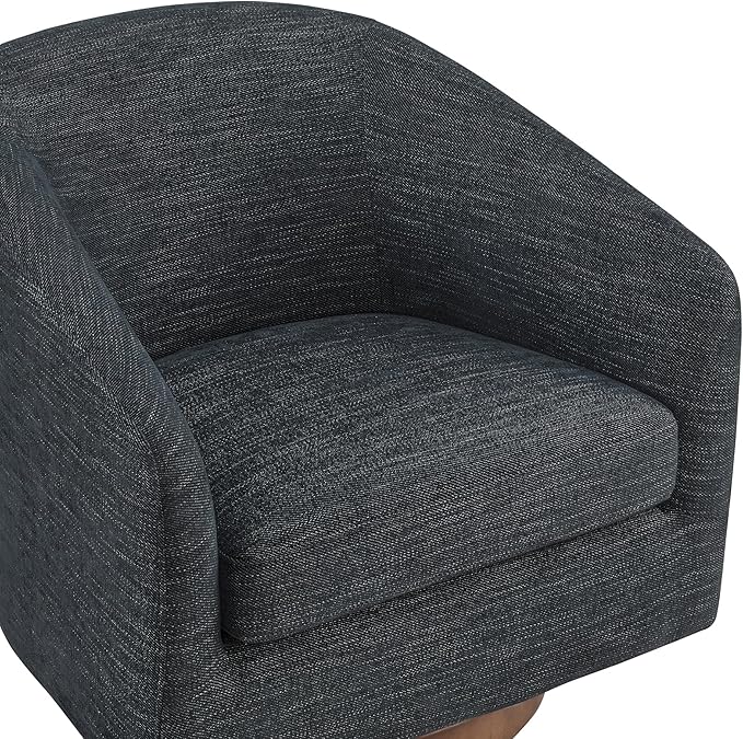 CHITA Swivel Accent Chair, FSC Certified Upholstered Fabric Barrel Chair for Living Room, Fully Assembled, Midnight