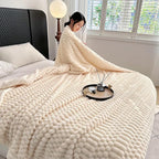 UKELER Off White Sherpa Throw Blankets 60 × 80 inch, 470 GSM Striped Sherpa Fleece Blanket for All Season, Warm and Cozy Blanket for Couch Sofa Bed Office Camping