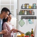 Spice Rack Magnetic for Fridge,Magnetic Fridge Shelf,Spice Shelf,Condiment Organizer,Refrigerator Organizers and Storage with Magnetic Hooks,Owl Kitchen Decor(Gray)