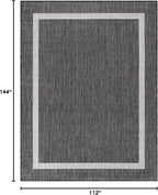 Bordered Outdoor Rug 9x12 Washable Outside Carpet for Indoor Patio Porch Waterproof Easy Cleaning Non Shedding Area Rugs Gray 9 x 12