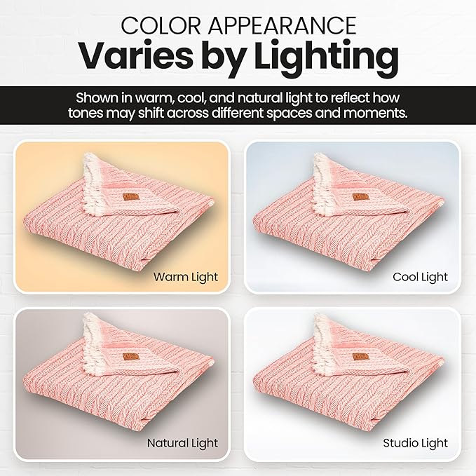 Gold Case Throw Blanket for Couch – 100% Recycled Turkish Cotton Blankets & Throws – Elegant Decorative Throw Blankets for Living Room Sofa – Woven Throws for Couch – Vintage Orange – 50x60