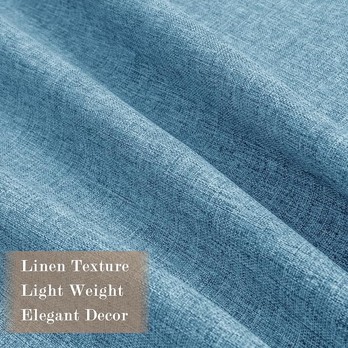 100" W x 96" L Faux Linen Room Divider Curtains, Full Blackout Pinch Pleated Drapes for Traverse Rod, Bedroom Divider Privacy Drapery with Hooks for Ceiling Track, 1 Panel, Blue
