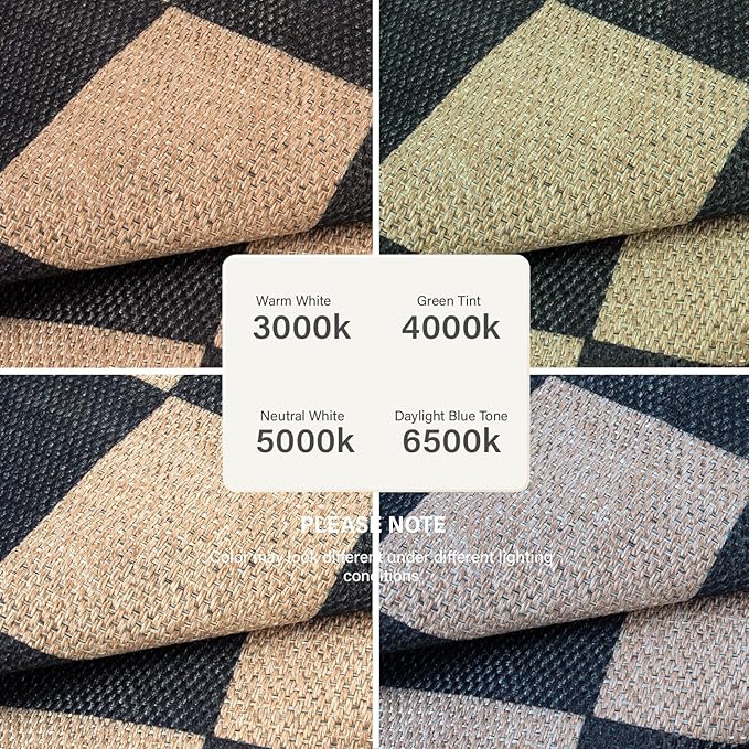Lahome Checkered 4 ft Easy Jute Round Rug, Washable Small Rugs for Entryway Patio, Farmhouse Non Slip Non Shedding Indoor Outdoor Circle Carpet for Kitchen Porch