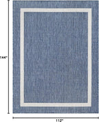 Bordered Outdoor Rug 9x12 Washable Outside Carpet for Indoor Patio Porch Waterproof Easy Cleaning Non Shedding Area Rugs Blue 9 x 12