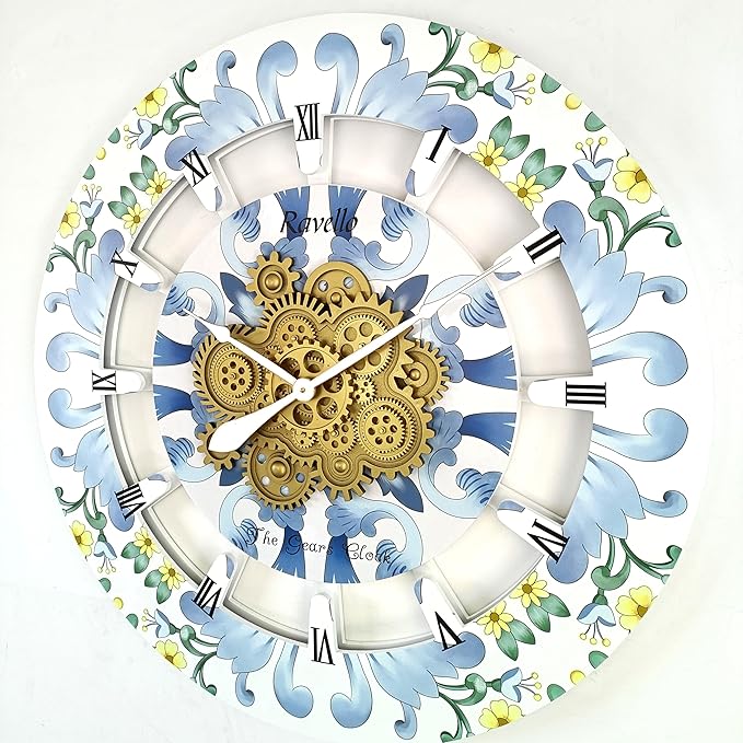 The Gears Clock Wall Clock Italy Collection with Moving Gears (Ravello, 36 inch Round)