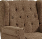 UIXE High Back Accent Chair, Upholstered Armchair in Fabric, Retro Wingback Arm Chair for Living Room, Comfy Single Sofa Bedroom Reading Seat with Solid Wood Legs - Brown