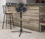 Comfort Zone Electric Oscillating Pedestal Fan, Stand Fan, 16 inch, 3 Speed, 90 Degree Oscillating Head, Adjustable Height and Tilt, Airflow 7.48 ft/sec, Ideal for Home, Bedroom & Office, CZST161BTEBK