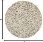 JONATHAN Y Vintage Filigree Indoor Outdoor Round Area Rug 6 Ft Beige/Brown, Charleston Textured Weave for Backyard, Patio, Porch, Easy-Cleaning, High Traffic, Pet-Friendly, Non-Shedding (SMB106A-6R)
