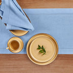 Solino Home Linen Cornflower Blue Table Runner 90 Inches Long - 100% Pure Linen Hemstitch 14 x 90 Inch Table Runner for Dining - Classic Hemstitch