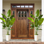 Fake Bird of Paradise Silk Artificial Plant Faux Banana Leaf Tree Lifelike Bird of Paradise for Home Decor Indoor Floor Plant with 10 Trunks (1, White Tall Planter, 6 FT)