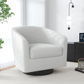 Swivel Barrel Accent Chair, Modern Round Chenille Fabric Arm Chair for Living Room, Bedroom, Comfy Club Reading Chairs for Adults（Chenille Fabric, Beige, Set of 1