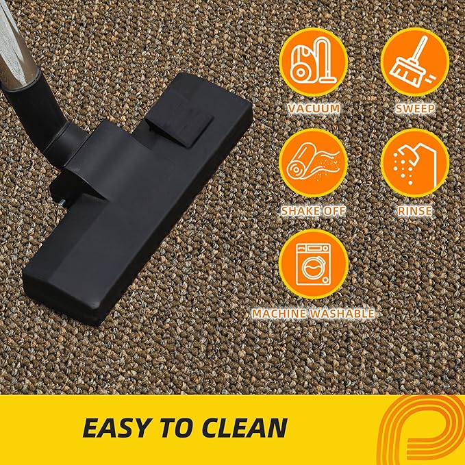 JSEI Dirt Trapper Door Mat 24"x60" Non-Slip Washable Entrance Mat, Dog Doormats, Absorbent & Fade-Resistant Floor Mats, Low Profile Welcome Mats for Entryway, Front Door, and Inside Entrance, Brown