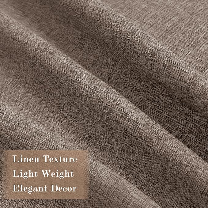 Extra Wide 100% Blackout Linen Textured Curtains - Room Dividers, W200 x L96 (1 Panel), Pinch Pleat Drapes for Living Room, Full Light Block Out Drapery for Sliding Door, Light Brown