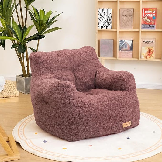 Bean Bag Chair with Filler, Bean Bag Sofa with Tufted Soft Stuffed Filling, Fluffy and Lazy Sofa, Comfy Cozy BeanBag Chairs with Memory Foam for Dorm, Apartment, Living Room (Red)