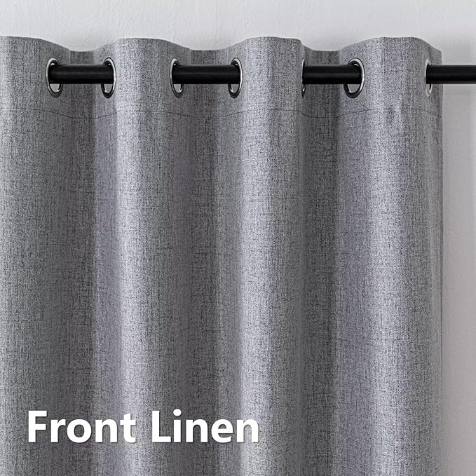 Blackout Curtains 72 Inch Length 2 Panels Set, 100% Black Out Textured Thermal Curtains, Grommet Privacy Light Blocking Drapes for Living Room Bedroom Luxury Decor(52W × 72L inch, Light Grey)