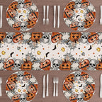 XCHI Spooky Skeleton Ghost Pumpkin Halloween Round Placemats Set of 4 Table Mats for Party Home Kitchen Dining Table Decorations 14x14 Inch