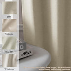70" W x 108" L Faux Linen Room Divider Curtains, Full Blackout Pinch Pleated Drapes for Traverse Rod, Bedroom Divider Privacy Drapery with Hooks for Ceiling Track, 1 Panel, Beige