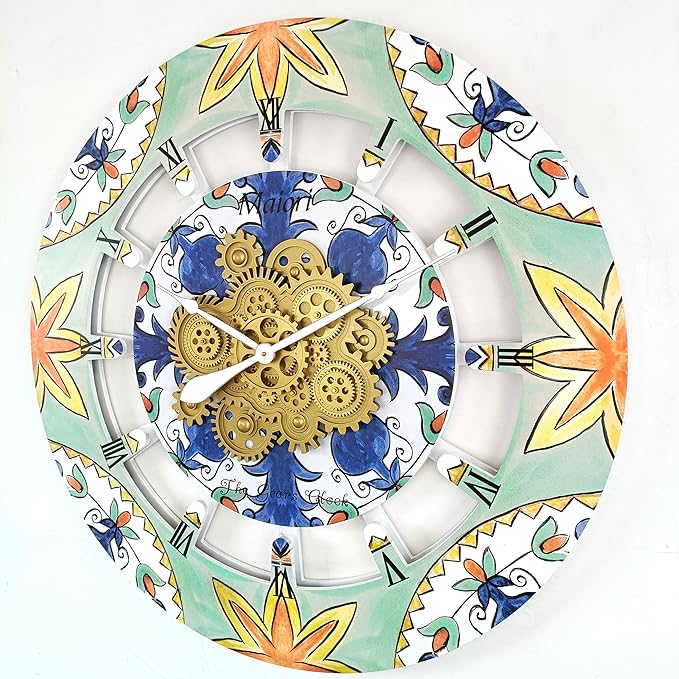 The Gears Clock Wall Clock Italy Collection with Moving Gears (Maiori, 36 inch Round)