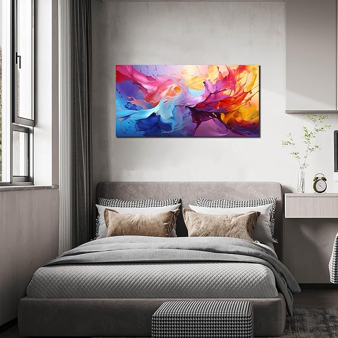 GUGIKA Abstract Wall Art for Living Room, Colorful Canvas Wall-Art for Bedroom, Print Paintings, Size 20x40 Inches