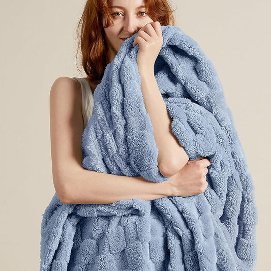 Bedsure GentleSoft King Size Blanket for Bed - Super Soft Cozy Blankets for Women Men Girls, Large Fuzzy Fleece Throw for Bedroom Decor, Ashley Blue,108x90 Inches