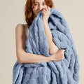 Bedsure GentleSoft Blankets Queen Size for Bed - Super Soft Cozy Blanket for Women Men Girls, Large Fuzzy Fleece Throw for Bedroom Decor, Ashley Blue, 90x90 Inches