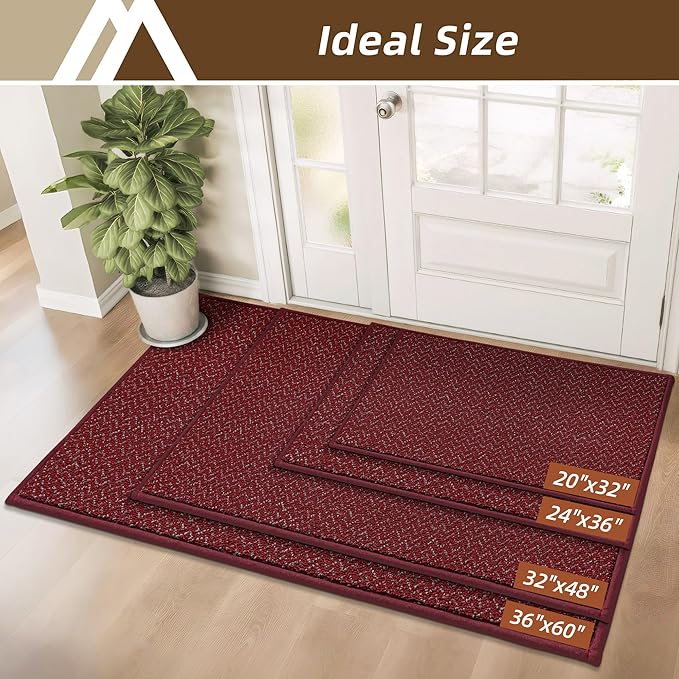 COSY HOMEER-Door-Mat 36"x60" Non Slip Absorbent Entryway Rugs Dirt Trapper Doormats Washable Entrance Mats Low Pile Welcome Floor Mat for Front Back Door and Entry Mats,Red