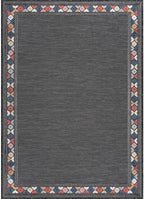 Beverly Rug Outdoor Rug 5x7 Modern Bordered Area Rugs for Indoor and Outdoor Patio Easy to Clean Non Shedding Living Room Porch Garden Washable Outside Carpet (5 x 7 Dark Gray)