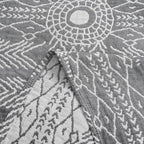 JINCHAN Boho 100% Cotton Muslin Blanket 3-Layer Twin Size Geometric Lightweight Reversible Soft Cozy Throw for Couch Sofa Bed All Season Coverlet Ideal Gift Bedroom Living Room Decor Grey 60x80 Inches