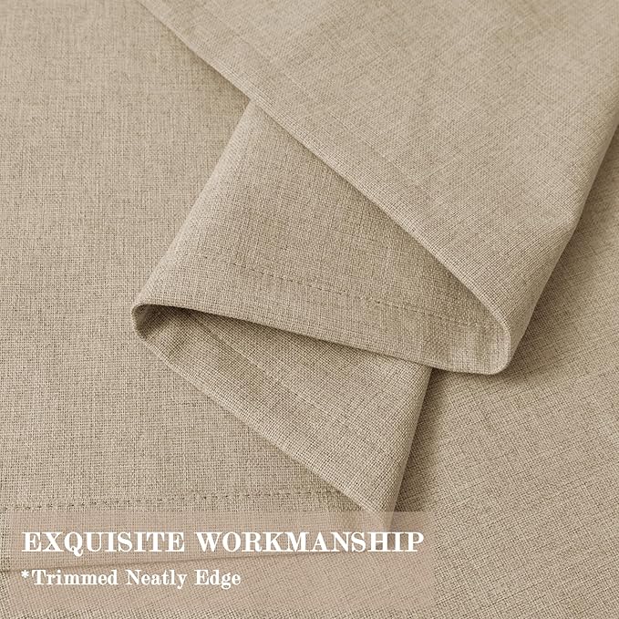 100" W x 84" L Faux Linen Room Divider Curtains, Full Blackout Pinch Pleated Drapes for Traverse Rod, Bedroom Divider Privacy Drapery with Hooks for Ceiling Track, 1 Panel, Sand Beige