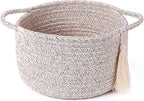 Empty Gift Basket – SweetMemo Mini Woven Rope Organizer Baskets for Gifting, Baby Shower, Desk, Makeup Brushes, Bathroom, Shelves – Small Decorative Storage Bin with Gift Bag & Ribbon – Warm Brown