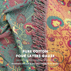 MSGKV Boho Throw Blanket for Couch and Sofa Cotton Blankets for Living Room Bedroom Reversable Florals Throw 60"x80" Breathable Cozy Blankets