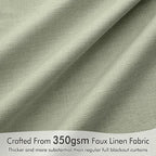 MIULEE 100% Blackout Curtains 84 Inch Long 2 Panels for Bedroom, Thick Luxury Faux Linen Black Out Curtain Room Darkening Back Tab Pleat Window Textured Drapes with Hooks for Living Room, Sage Green