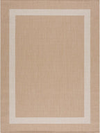 CAMILSON Outdoor Rug 6x9, Modern Outside Rugs for Patios Porches Waterproof Durable Washable Non-Shedding, Easy-to-Clean Indoor Outdoor Area Carpet (6 x 9, Bordered - Beige/White)
