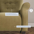 BELLEZE Modern Accent Chair, High Back Armchair, Upholstered Wingback Side Chair, Padded Single Sofa with Wooden Legs for Living Room, Bedroom - Avocado