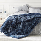 Bedsure GentleSoft Fluffy Tie Dye Navy Blue King Size Blanket for Bed, Thick Soft Sherpa Faux Fur Fleece Bedding Fuzzy Plush Winter Warm Large King Blanket, Cozy Blue Gifts for Men Women, 108x90