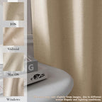 120" Wx96 L Linen Room Divider Drapes for Doorway/Glass Window/Sliding Door/Patio, Extra Wide Pinch Pleated Full Blackout Curtains for Girls Boys Teen Kids Room, 1 Panel, Sand Beige