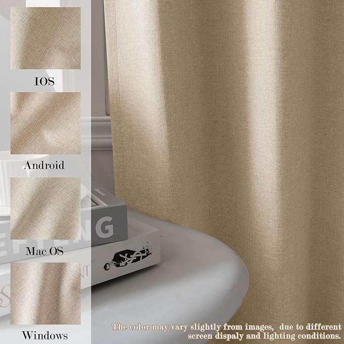 Full Blackout Privacy Curtains, 240 Inch Extra Wide Linen Blend Drapes, Pinch Pleat Window Drapery for Room Divider Storage/Space Room Separation, 1 Panel, W 240" x L 96", Sand Beige