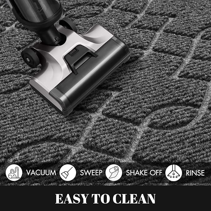 Yimobra Front Door Mat Outdoor Indoor 36x24, All-Season, All-Weather, Heavy Duty Welcome Door Mats Outside Entrance, Non Slip Porch Patio Entrance Mat, Black Gray