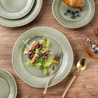 AmorArc Ceramic Dinnerware Sets, Handmade Stoneware Reactive Glaze Plates and Bowls Set, Scratch Resistant | Dishwasher & Microwave Safe Dishes Set, Service for 4 (12pc)