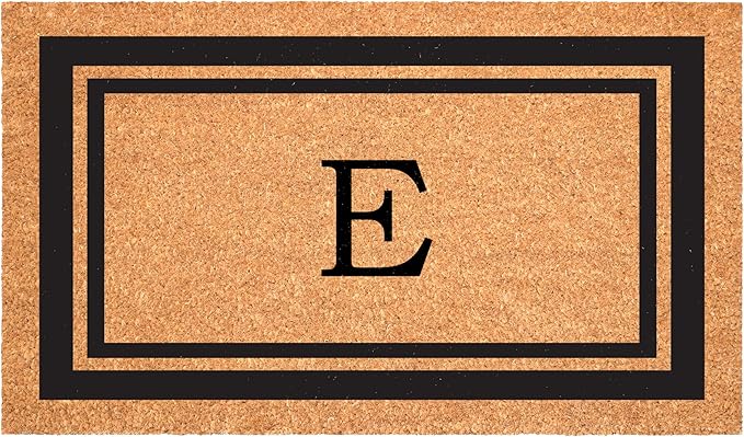 Calloway Mills 152962436E Black Border 24" x 36" Monogram Doormat, (Letter E)