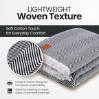 Gold Case Throw Blanket for Bed – 100% Recycled Turkish Cotton Bed Blanket – Decorative Throw Cotton Blankets for Living Room & Bedroom – Elegant Black Woven Queen Blankets – 90x90
