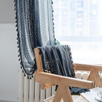 Sutuo Home Black Boho Curtain 84 Inches Length, Sheer Crochet Lace Handmade Tassels Knitted Window Treatment Vintage Rustic Bohemian Farmhouse Drape for Bedroom Rod Pocket 1 Panel 59" W x 84" L